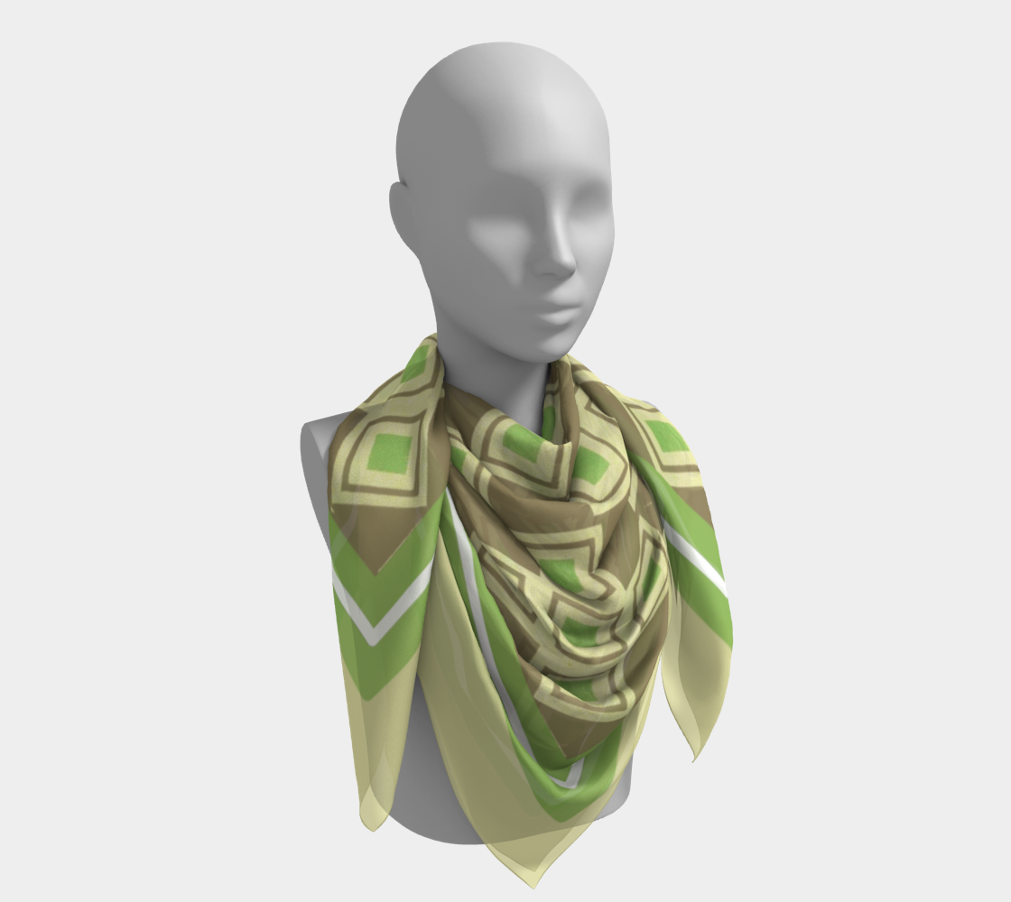 Vintage Green Diamond Square Silk Scarf