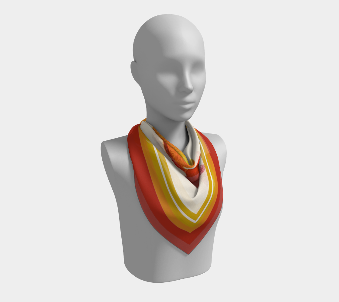 Vintage Citrus Square Silk Scarf with Red Border