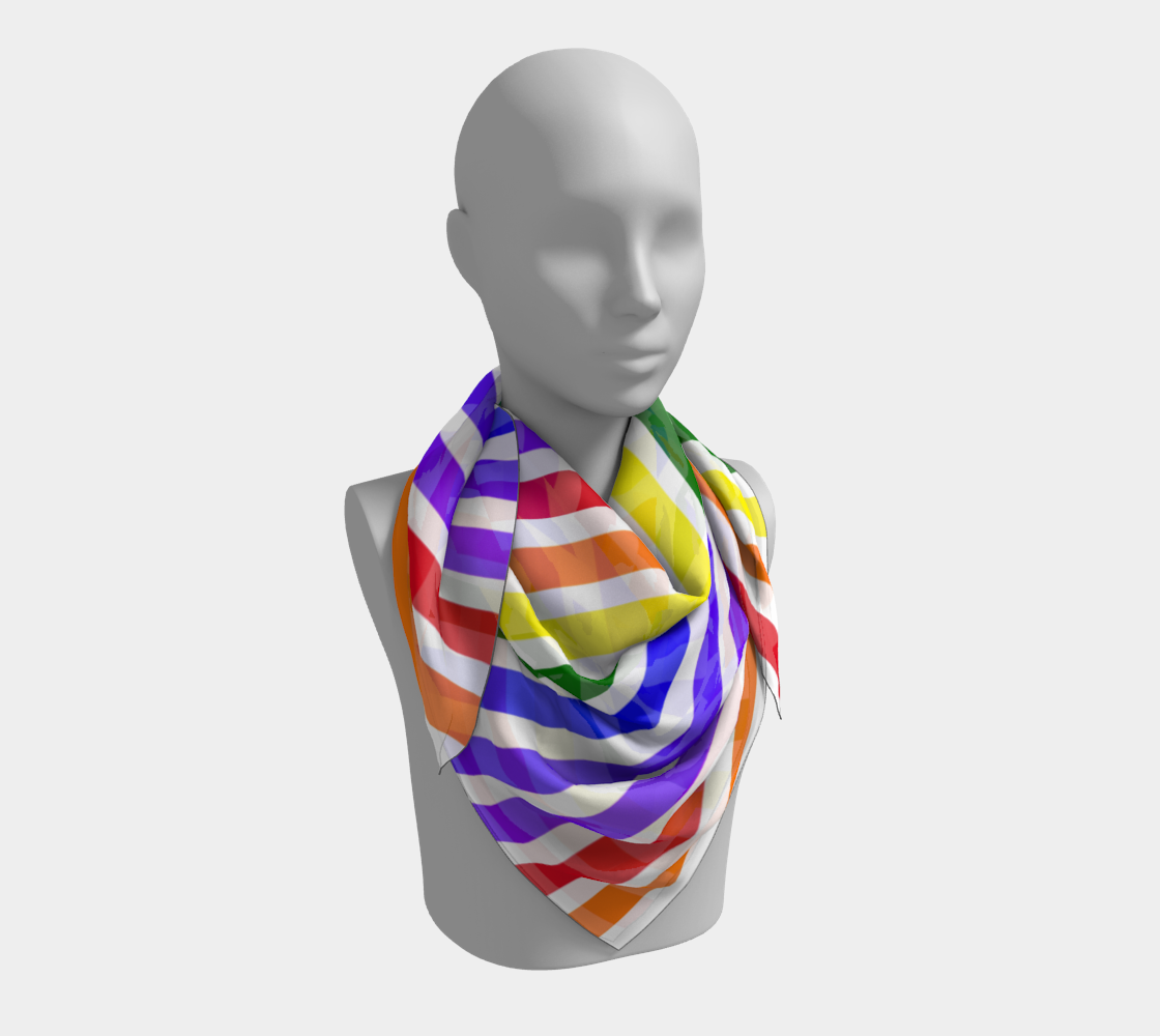 ROYGBIV Large Vertical Stripe Square Silk Scarf