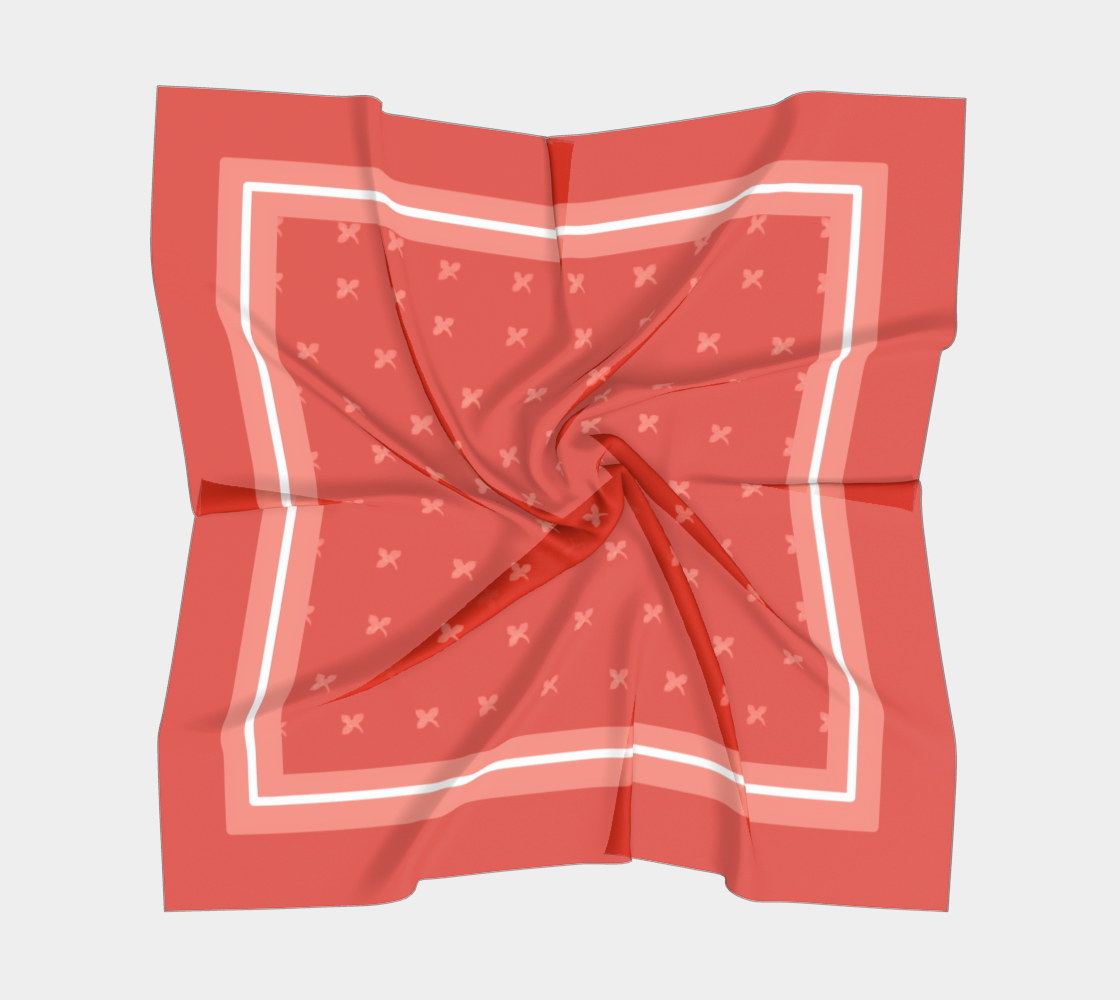 Vintage Red Square Silk Scarf with Rose Petal Design