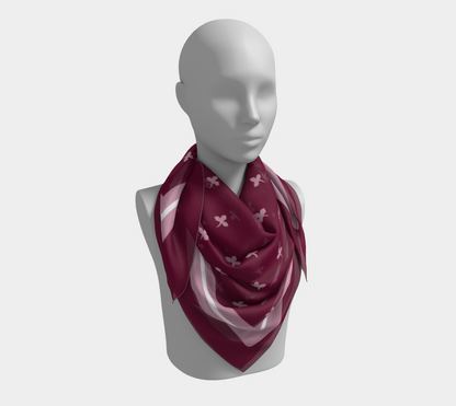 Vintage Burgundy and Rose Pink Petal Square Silk Scarf