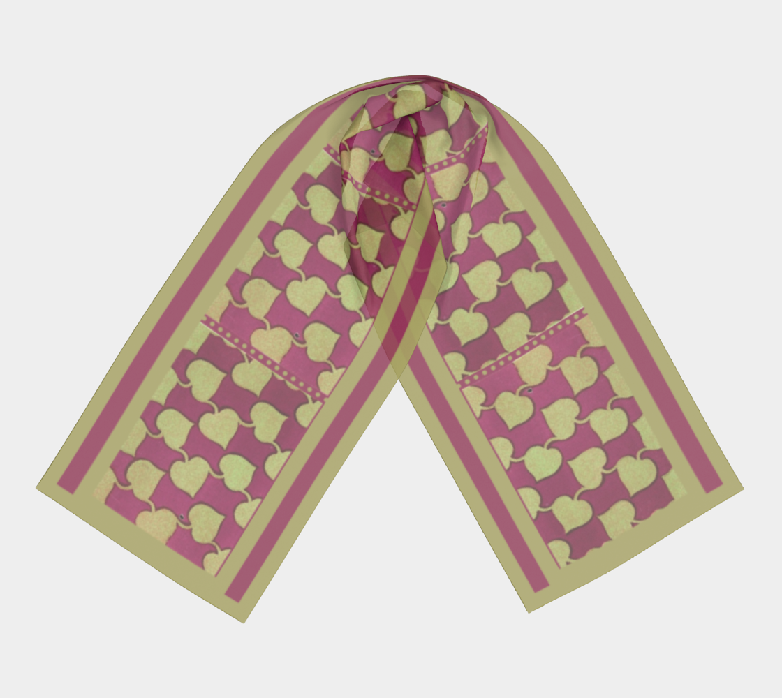 Vintage Purple and Yellow-Green Vine Long Silk Scarf