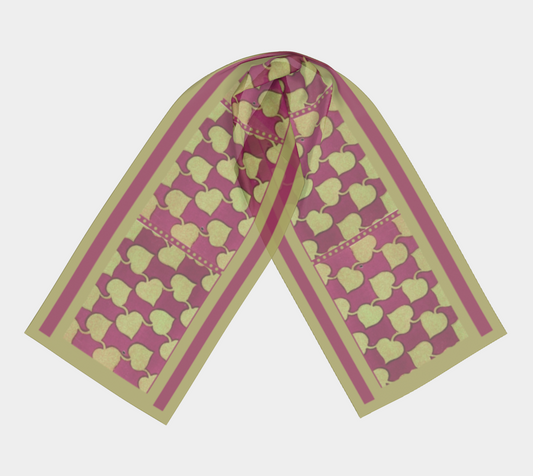 Vintage Purple and Yellow-Green Vine Long Silk Scarf