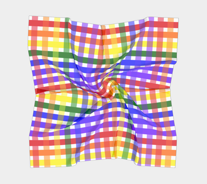 ROYGBIV Plaid Square Silk Scarf