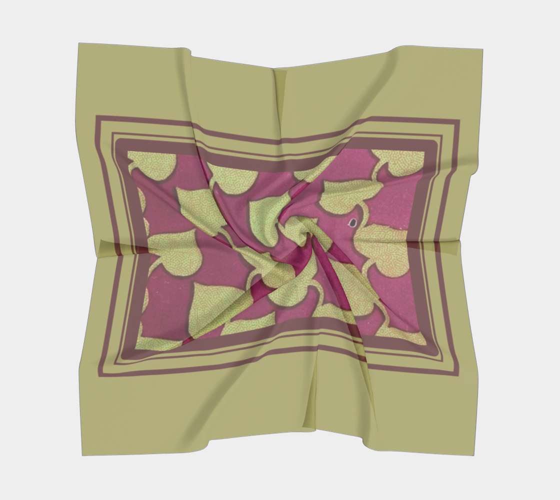 Vintage Purple and Yellow-Green Vine Square Silk Scarf
