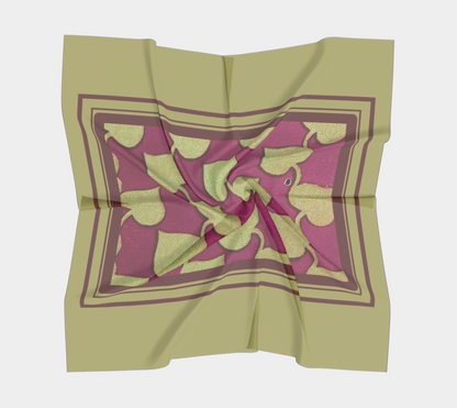 Vintage Purple and Yellow-Green Vine Square Silk Scarf
