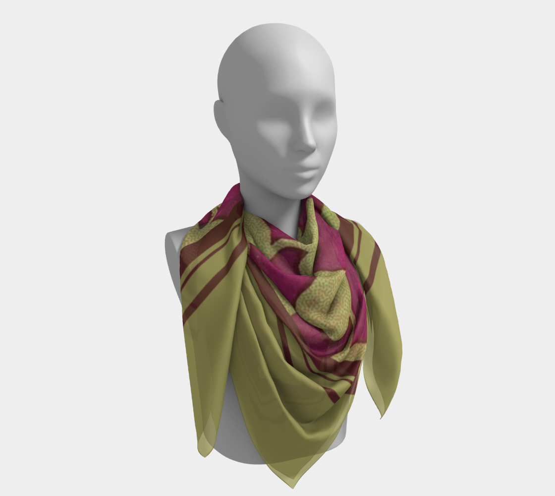 Vintage Purple and Yellow-Green Vine Square Silk Scarf