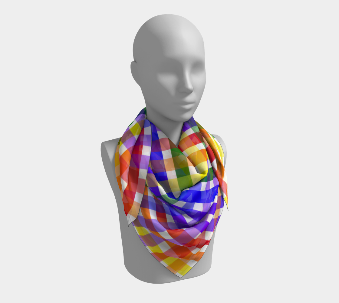 ROYGBIV Plaid Square Silk Scarf