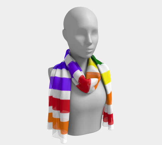 ROYGBIV Extra Large Horizontal Stripe Long Silk Scarf