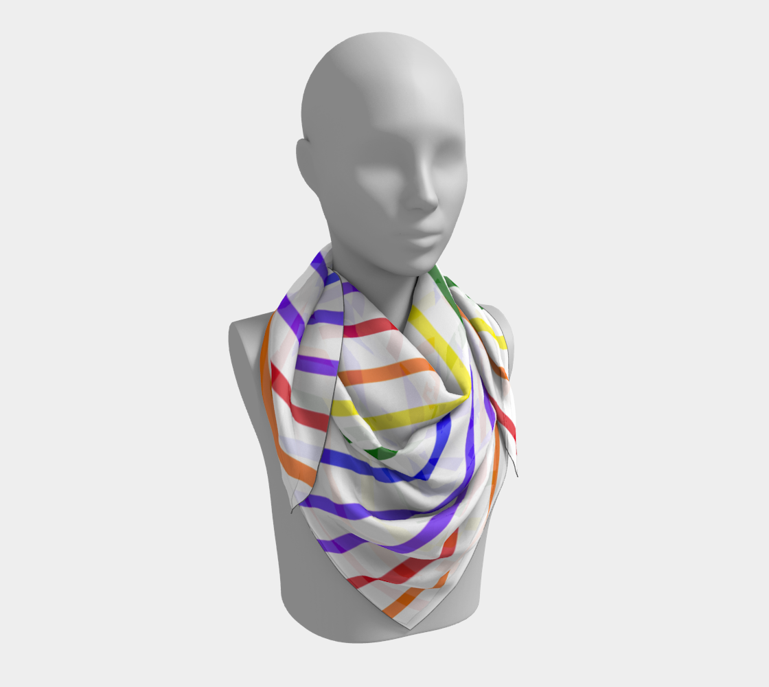 ROYGBIV Small Vertical Stripe Square Silk Scarf