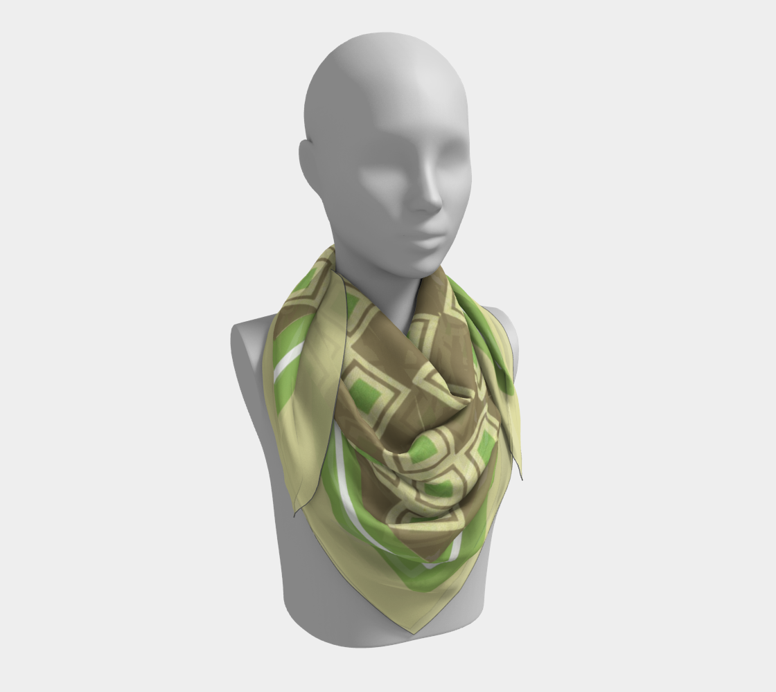 Vintage Green Diamond Square Silk Scarf