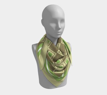 Vintage Green Diamond Square Silk Scarf