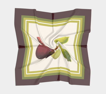 Vintage Plums with Dark Purple Border Square Silk Scarf