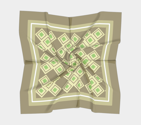 Vintage Bronze Diamond Square Silk Scarf