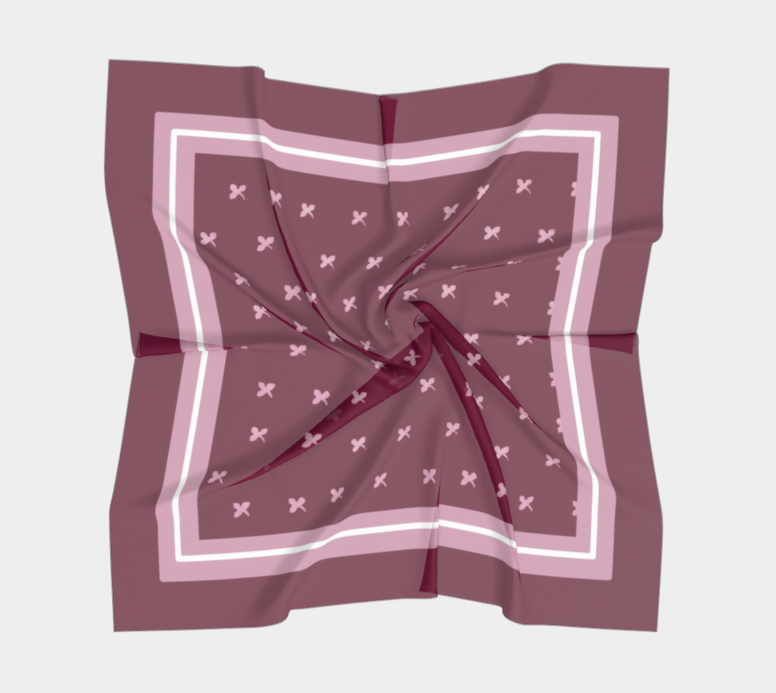 Vintage Burgundy and Rose Pink Petal Square Silk Scarf