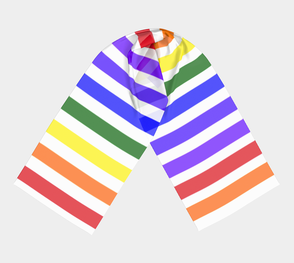 ROYGBIV Extra Large Horizontal Stripe Long Silk Scarf