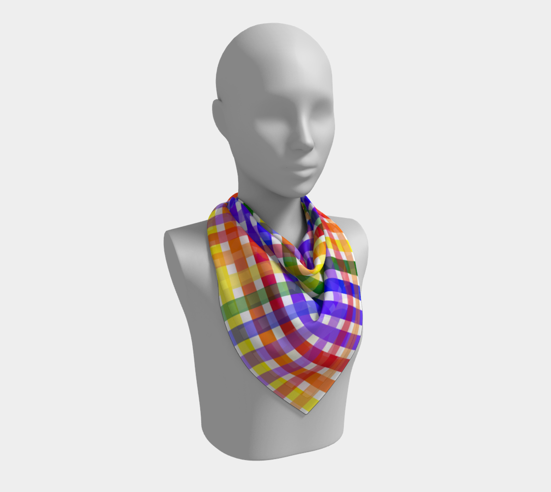 ROYGBIV Plaid Square Silk Scarf