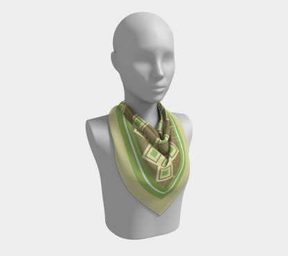 Vintage Green Diamond Square Silk Scarf