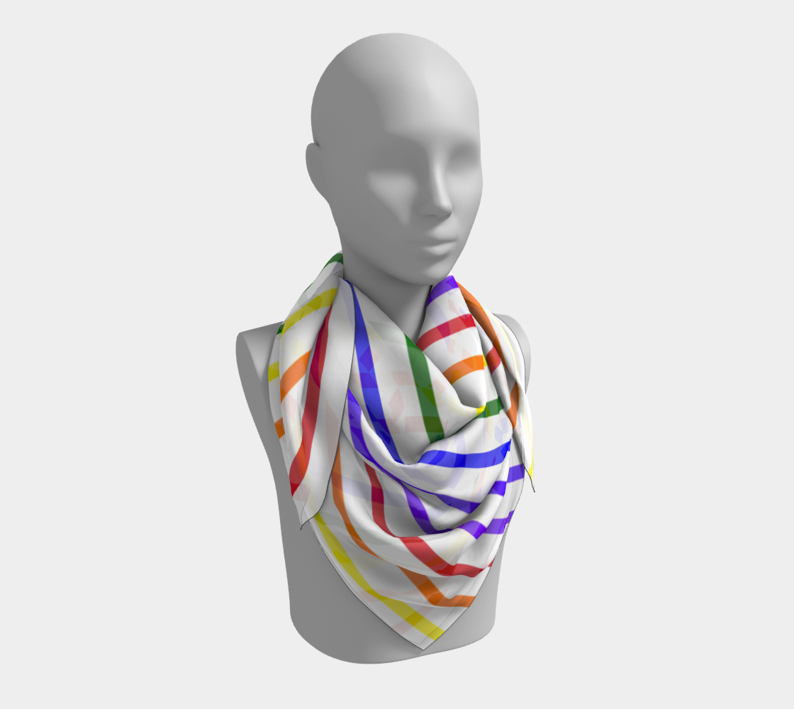 ROYGBIV Small Horizontal Stripe Square Silk Scarf