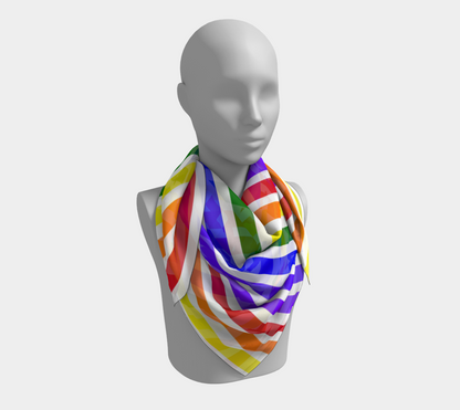 ROYGBIV Large Horizontal Stripe Square Striped Scarf