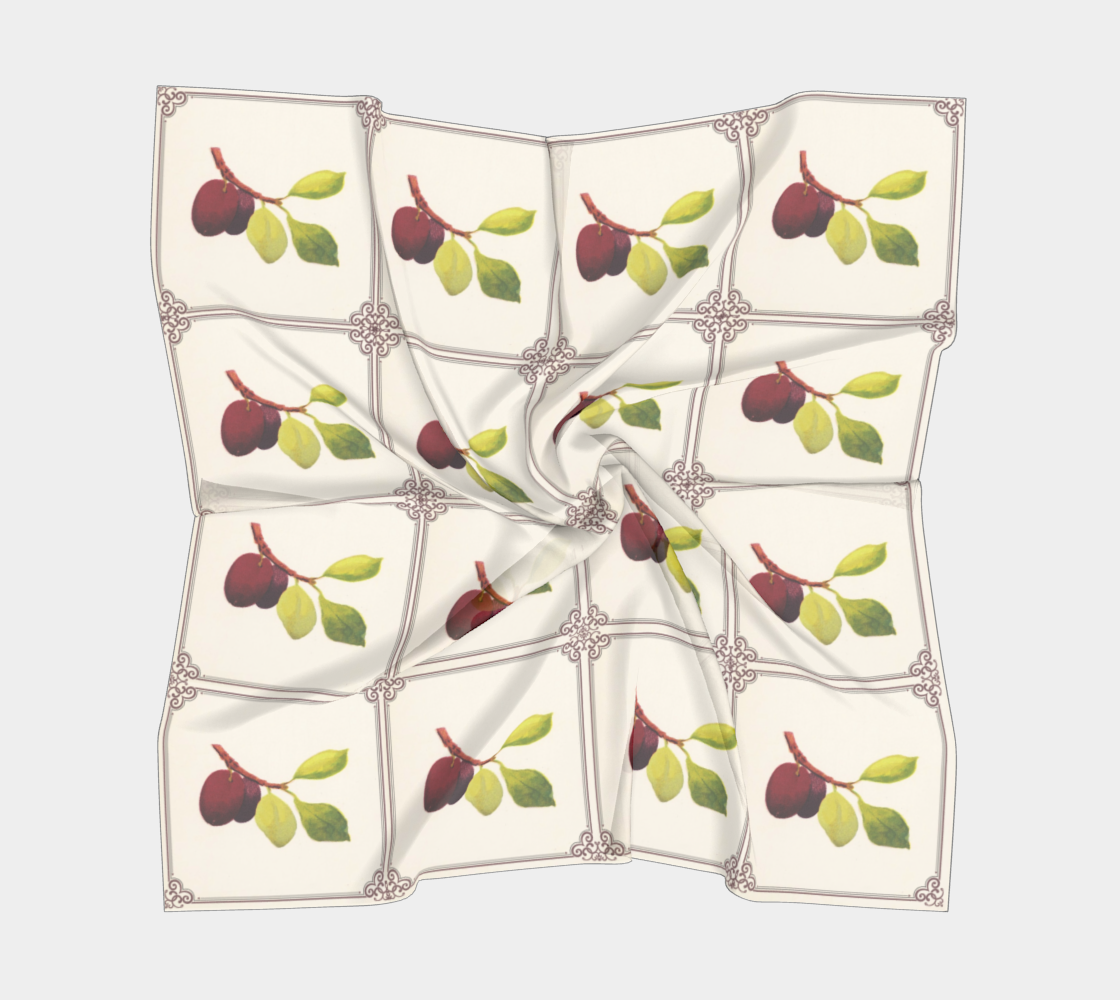 Tiled Vintage Plums Square Silk Scarf