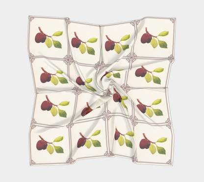 Tiled Vintage Plums Square Silk Scarf