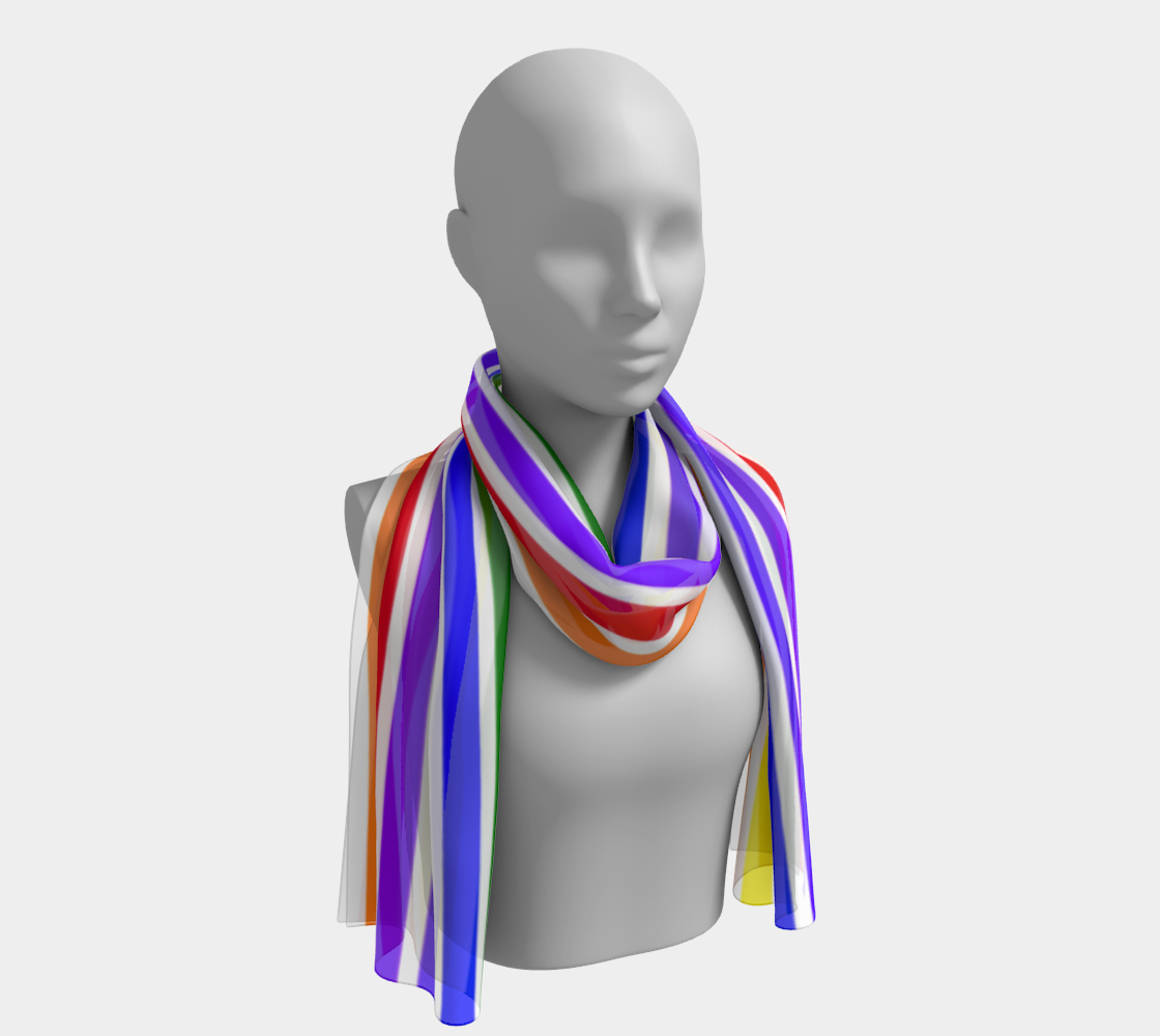 ROYGBIV Large Stripe Long Silk Scarf