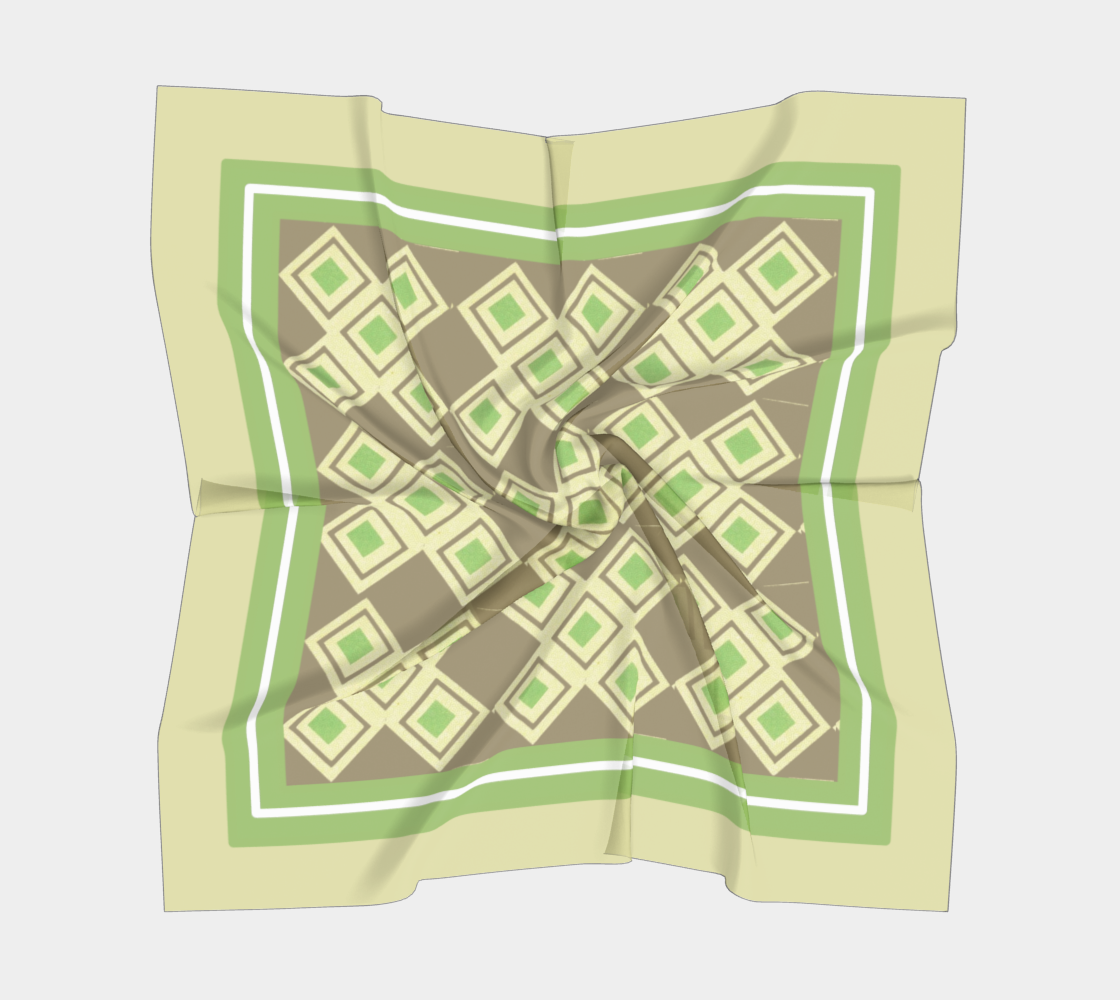 Vintage Green Diamond Square Silk Scarf