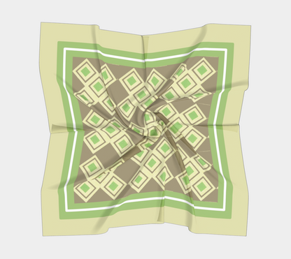 Vintage Green Diamond Square Silk Scarf