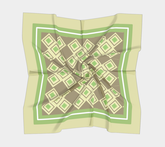 Vintage Green Diamond Square Silk Scarf