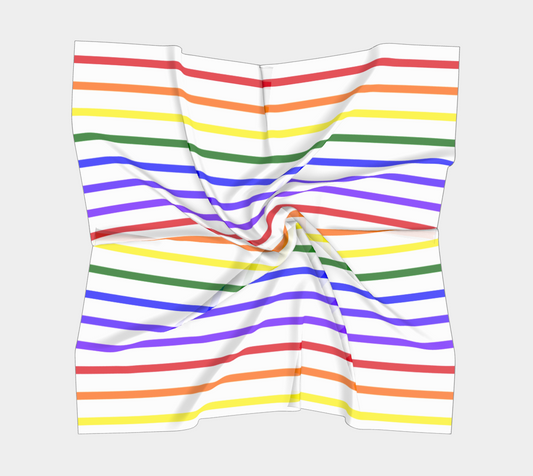 ROYGBIV Small Horizontal Stripe Square Silk Scarf