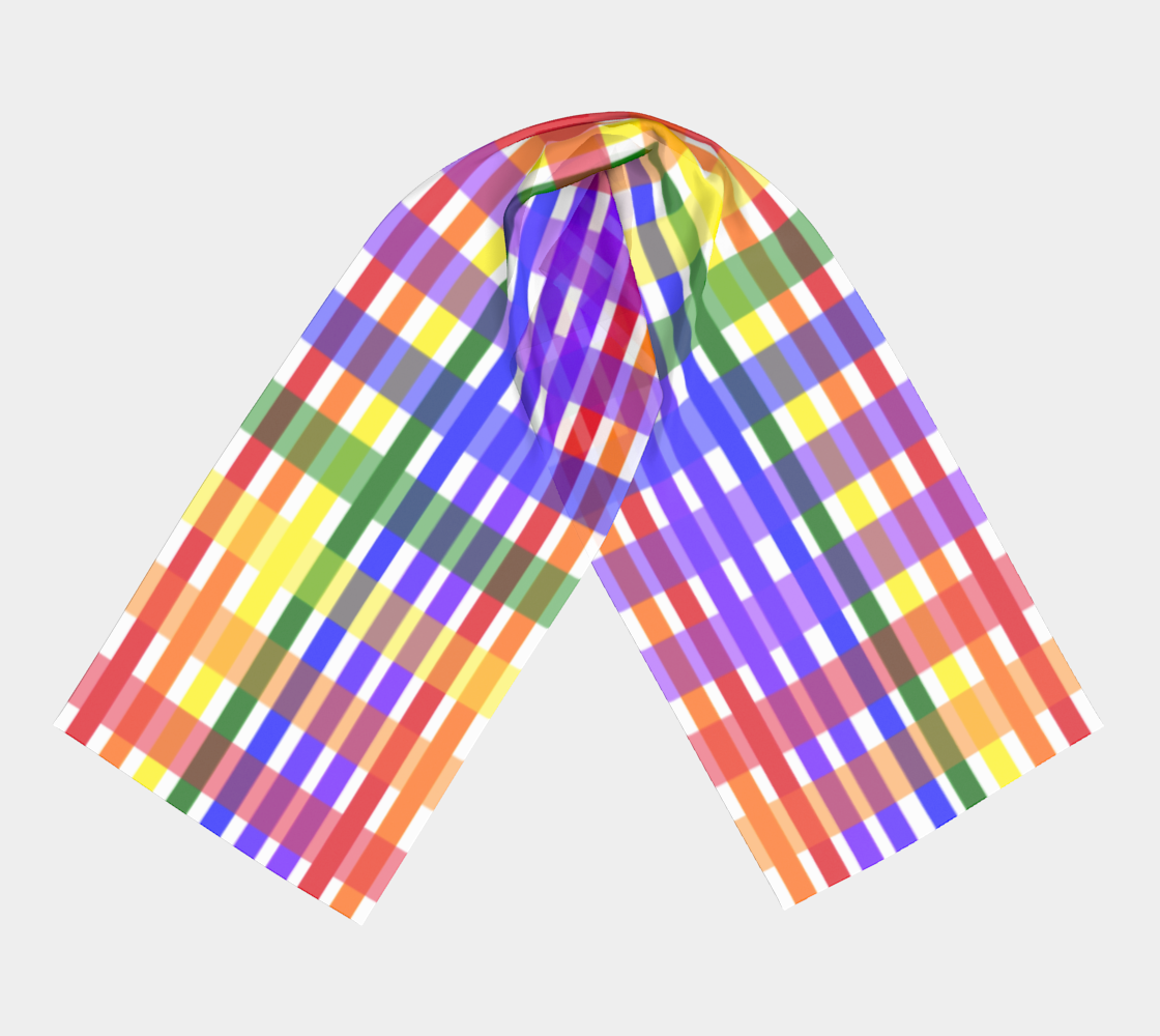 Long ROYGBIV Plaid Silk Scarf