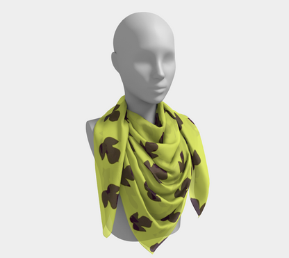 Vintage Yellow-Green and Purple Leaf Square Silk Scarf