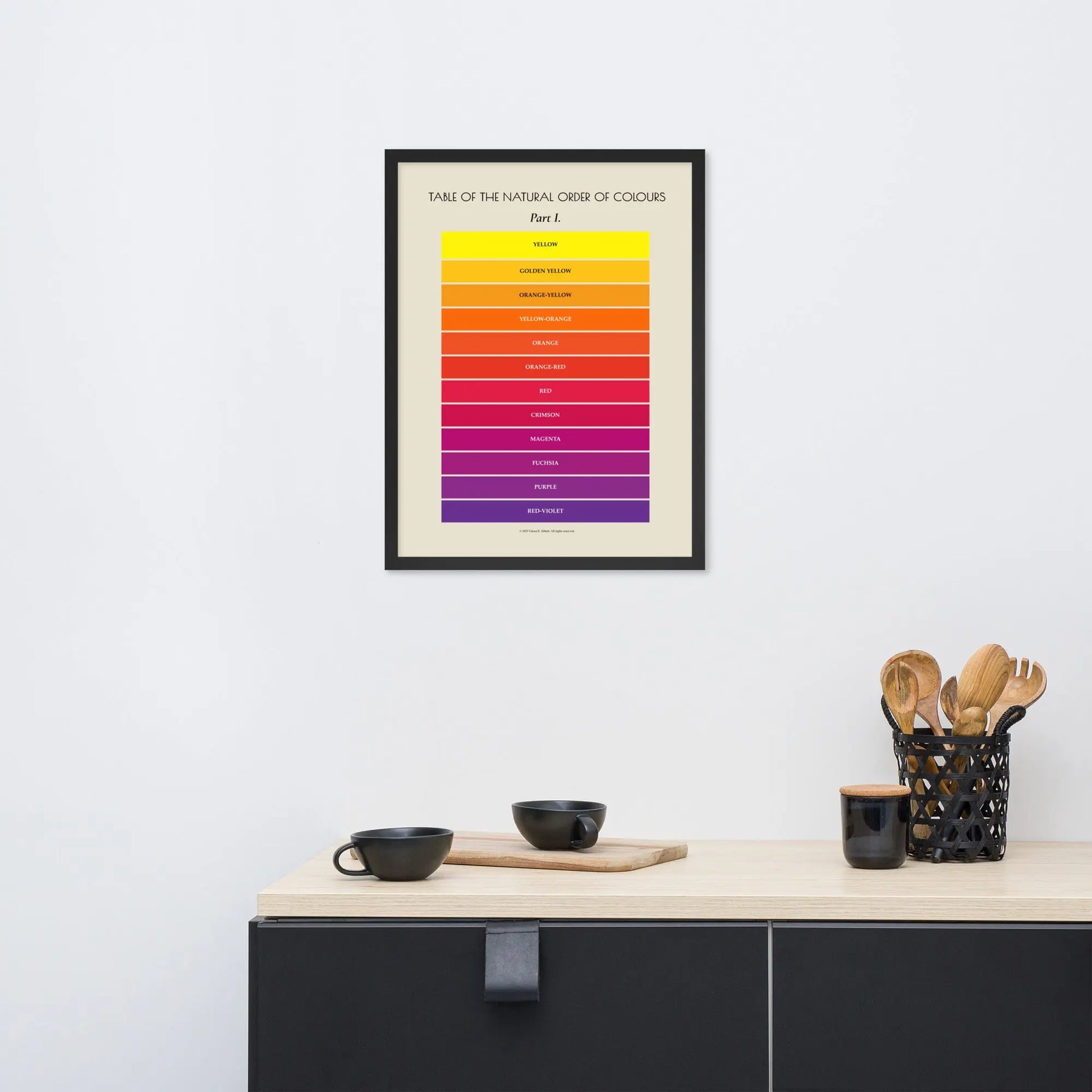 Framed poster featuring warm colors on premium luster photo paper from Solar Spectrum Press, size 18x24 inches in black frame.