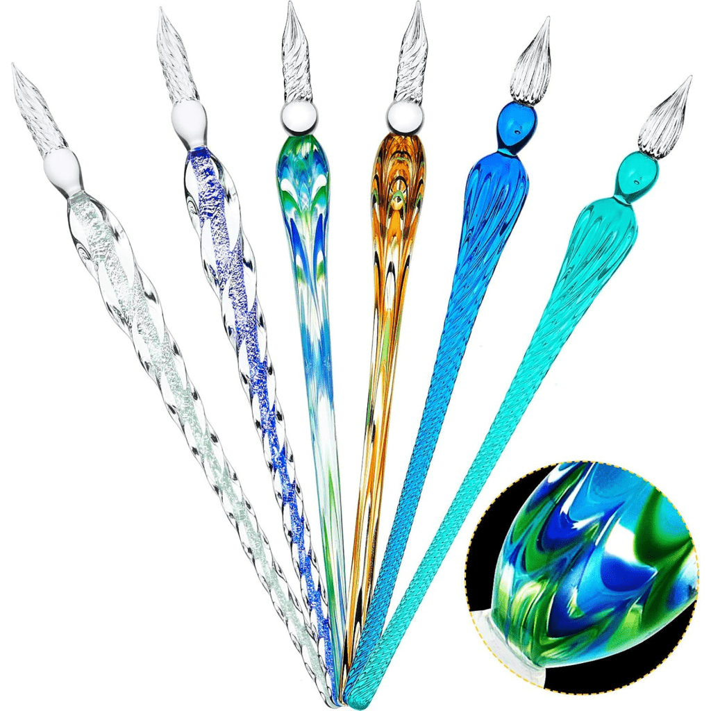 6 piece Glass Dip Pen Set for Drawing and Calligraphy